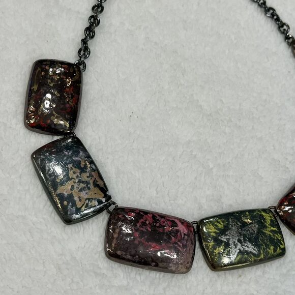 Hand Painted Gun Metal Necklace Celestial Goth Fairy Grunge Industrial 16in~18in - Picture 4 of 8